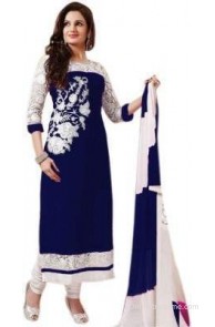 V2V Fashion Georgette Embroidered Semi-stitched Salwar Suit Dupatta Material
